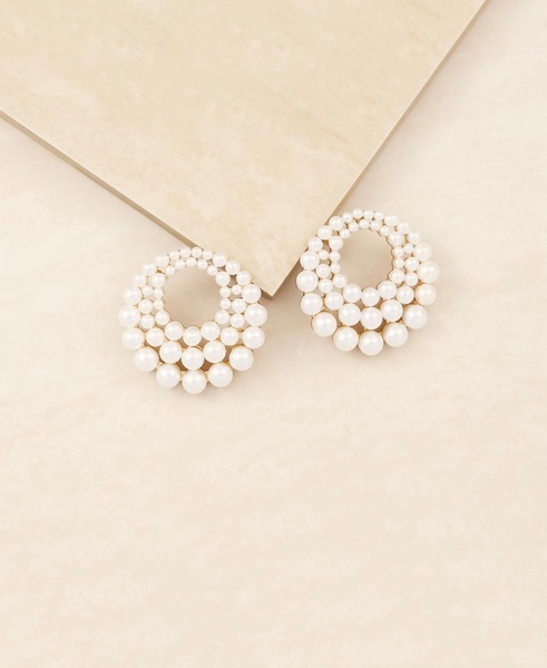 Blushing Imitation Pearl Earrings in 18K Gold Plating