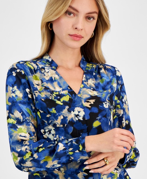 Women's Floral-Print Tie-Neck Blouse, Exclusively at Macy's