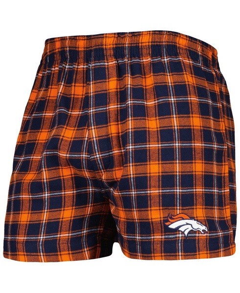 Men's Navy, Orange Denver Broncos Ledger Flannel Boxers