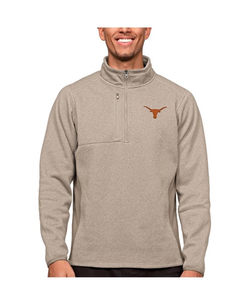 Men's Oatmeal Texas Longhorns Course Quarter-Zip Pullover Top