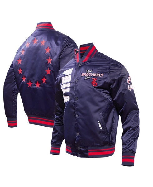 Men's Navy Philadelphia 76ers 2023/24 City Edition Satin Full-Snap Jacket