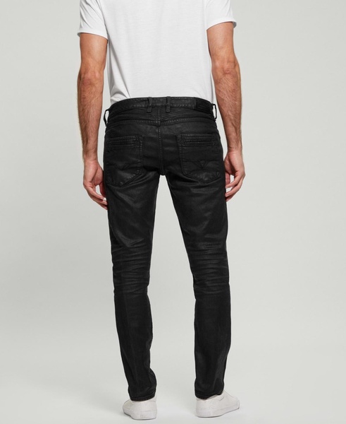 Men's Coated Denim Slim Tapered Zip Jeans