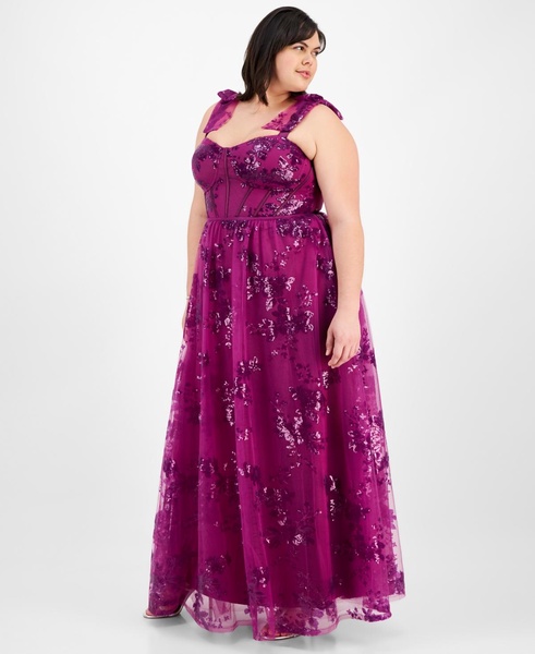 Plus Size Sequin Tulle Corset Gown, Created for Macy's