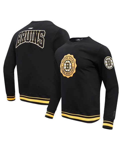 Men's Black Boston Bruins Crest Emblem Pullover Sweatshirt