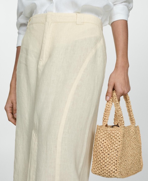 Women's Slit Detail Linen Skirt