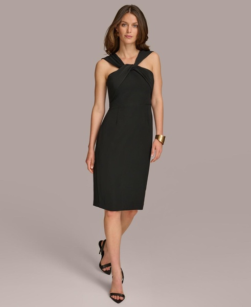 Donna Karan Women's Draped Twist-Neck Sleeveless Sheath Dress