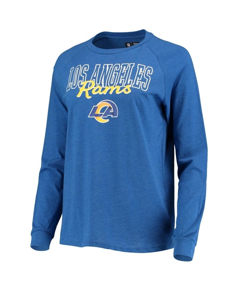 Women's Royal Los Angeles Rams Meter Knit Long Sleeve Raglan Top and Shorts Sleep Set