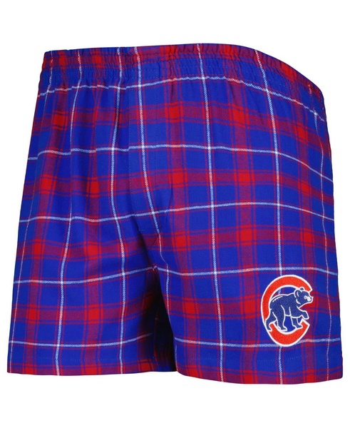 Men's Royal, Red Chicago Cubs Ledger Flannel Boxers