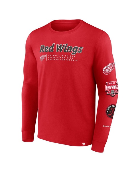 Men's Red Detroit Red Wings Strike the Goal Long Sleeve T-shirt