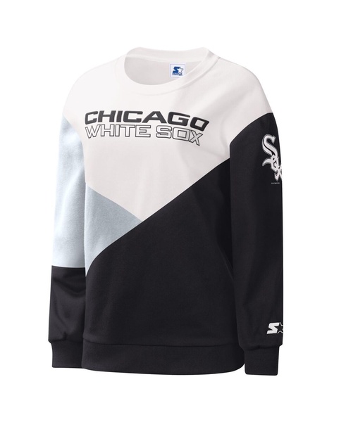 Women's White, Black Chicago White Sox Shutout Pullover Sweatshirt