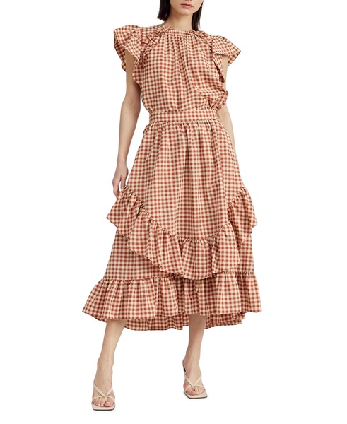 Women's Juni Tiered-Ruffle Gingham Midi Skirt