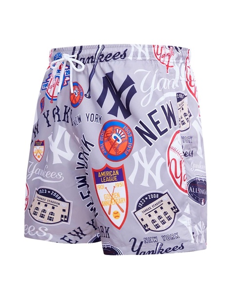 Men's Gray New York Yankees Toss Logo Woven Shorts