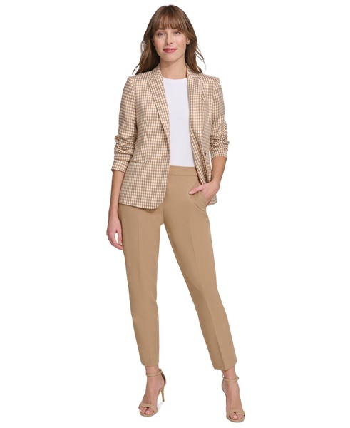 Women's Check-Print Long-Sleeve Blazer 