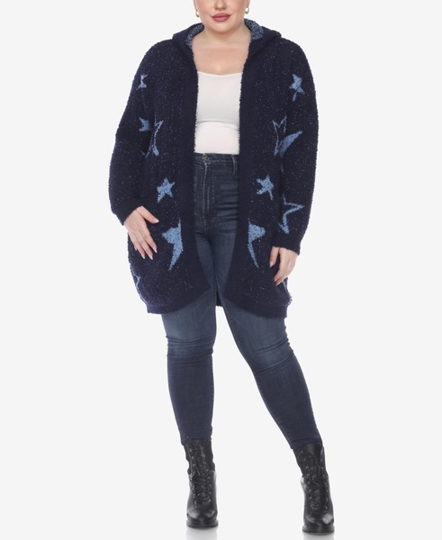 Plus Size Hooded Open Front Sherpa Sweater