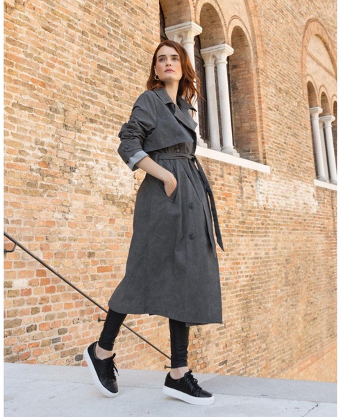 Women's Empirical City Trench Coat - Washed Black