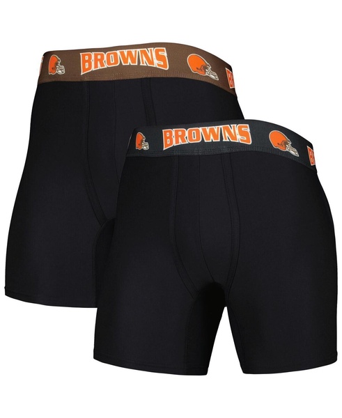 Men's Black, Brown Cleveland Browns 2-Pack Boxer Briefs Set