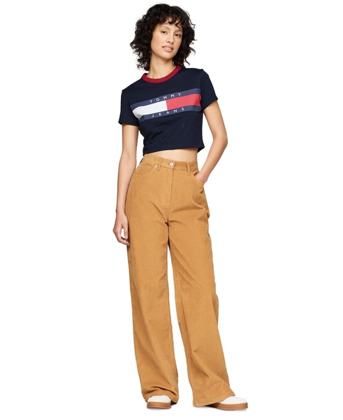 Women's Cotton Cropped Flag-Logo T-Shirt