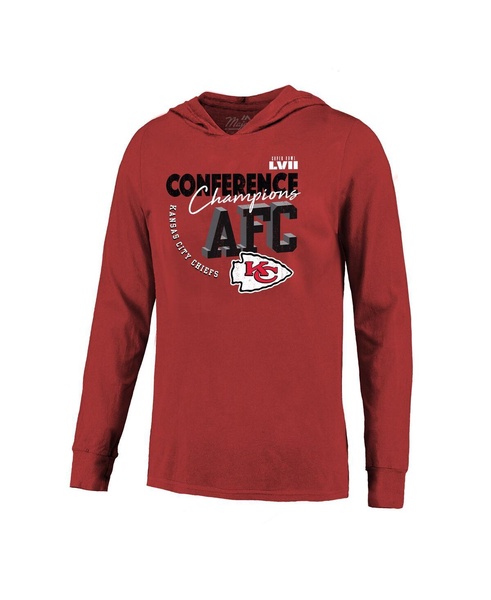 Men's Threads Red Kansas City Chiefs 2022 AFC Champions High Tide Long Sleeve Hoodie T-shirt