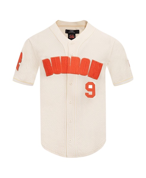 Men's Joe Burrow Cream Cincinnati Bengals Name Number Triple Tonal Button-Up Baseball Jersey