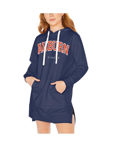 Women's Navy Auburn Tigers Take a Knee Raglan Hooded Sweatshirt Dress