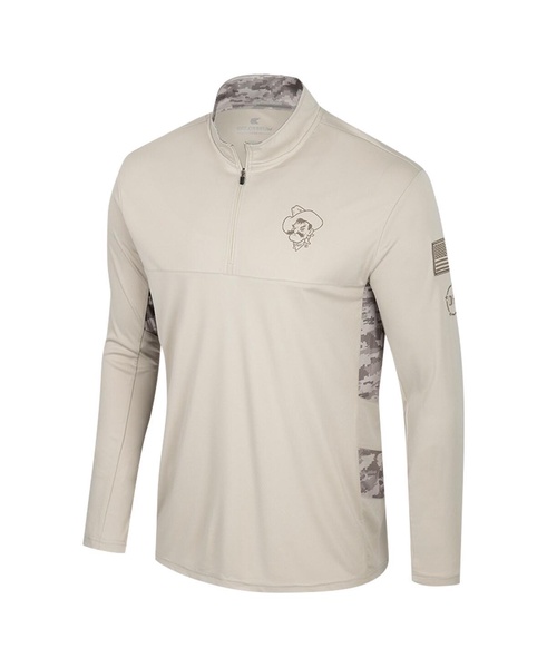 Men's Natural Oklahoma State Cowboys OHT Military Appreciation Quarter-Zip Jacket