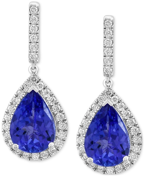 EFFY® Tanzanite (3-1/2 ct. t.w.) & Diamond (3/8 ct. t.w.) Pear Drop Earrings in 14k White Gold