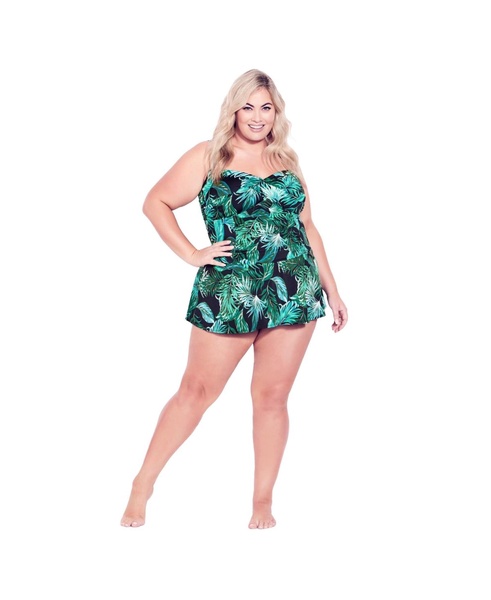 Plus Size Twist Skirt Print 1 Piece