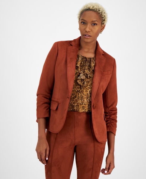 Women's Scuba Faux Suede One-Button Blazer, Created for Macy's 