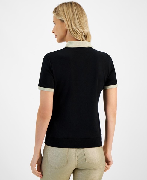 Women's Cotton Contrast-Trim Polo Top