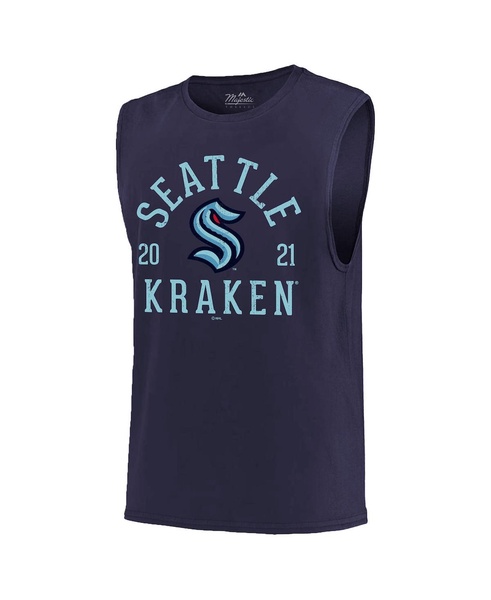 Men's Threads Deep Sea Blue Seattle Kraken Softhand Muscle Tank Top