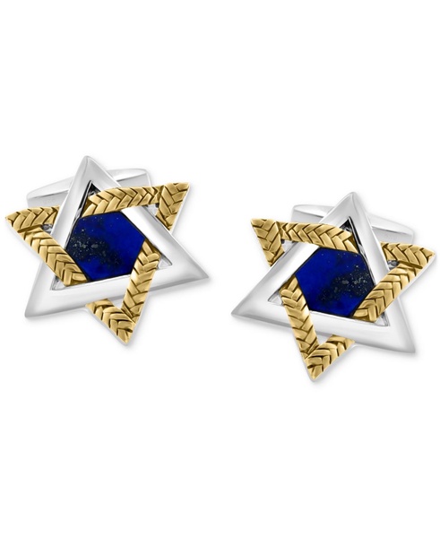 EFFY® Men's Lapis Lazuli Star of David Cufflinks in Sterling Silver & 18k Gold-Plate