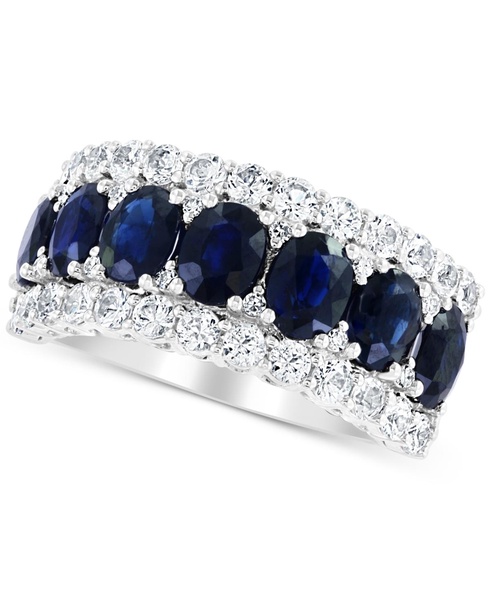 Effy Blue & White Sapphire Ring (3-1/2 ct. t.w.) & Diamond (1/20 ct. t.w.) in 14k White Gold. (Also available Emerald and Pink Sapphire)