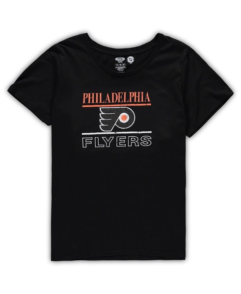 Women's Black Philadelphia Flyers Plus Size Lodge T-shirt and Pants Sleep Set