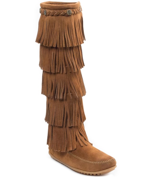 Women's Suede 5-Layer Fringe Boots