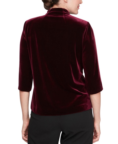 Women's Asymmetric 3/4-Sleeve Velvet Blouse