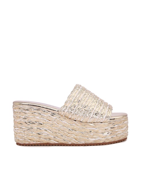 Amber Woven Raffia Platform Wedge Sandals