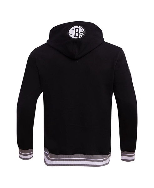 Men's Black Brooklyn Nets Script Tail Pullover Hoodie