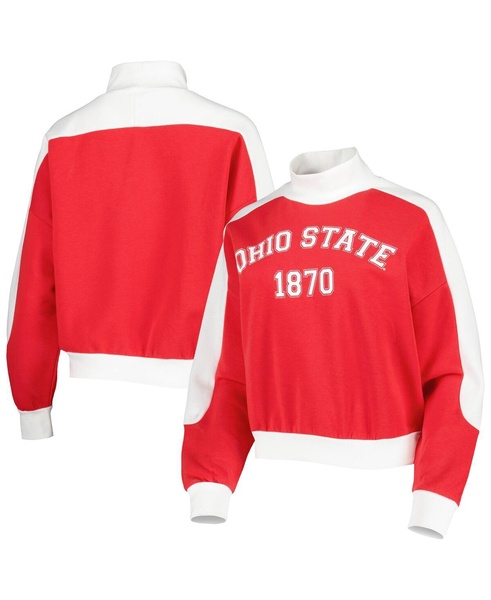 Women's Red Ohio State Buckeyes Make it a Mock Sporty Pullover Sweatshirt