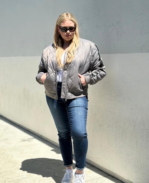 Plus Size Diamond Quilted Puffer Bomber Jacket