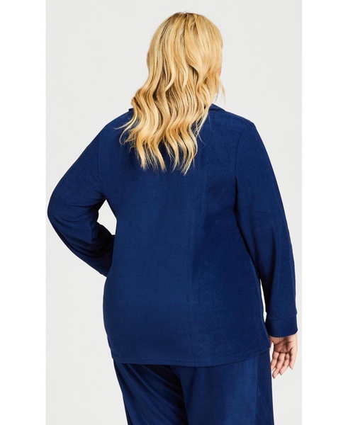 Plus Size Button Fleece Top