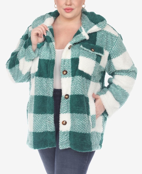 Plus Size Plaid Shacket Jacket