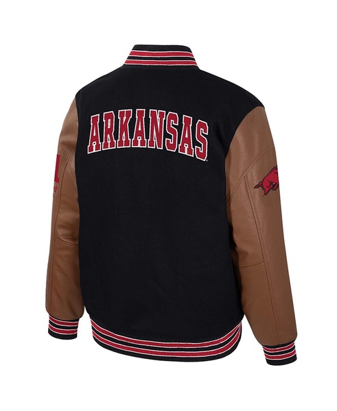 Men's Black Arkansas Razorbacks Letterman Full-Snap Varsity Jacket