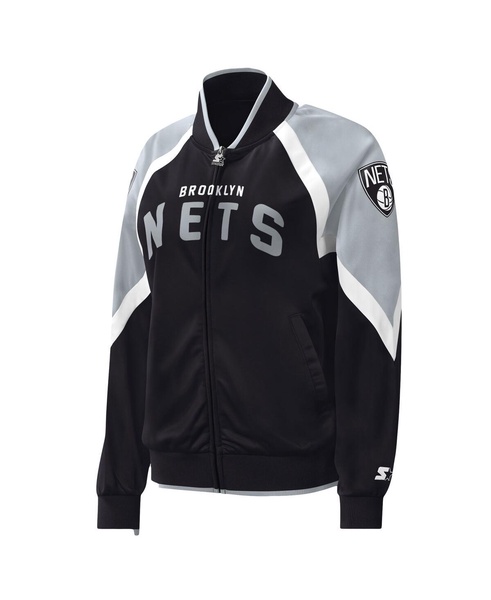 Women's Black Brooklyn Nets Slam Dunk Raglan Full-Zip Track Jacket