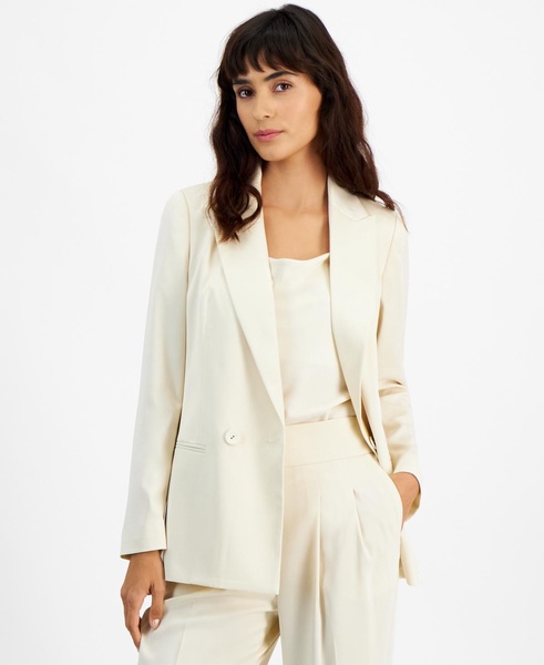 Women's Satin Notched Collar Double-Breasted Blazer, Created for Macy's