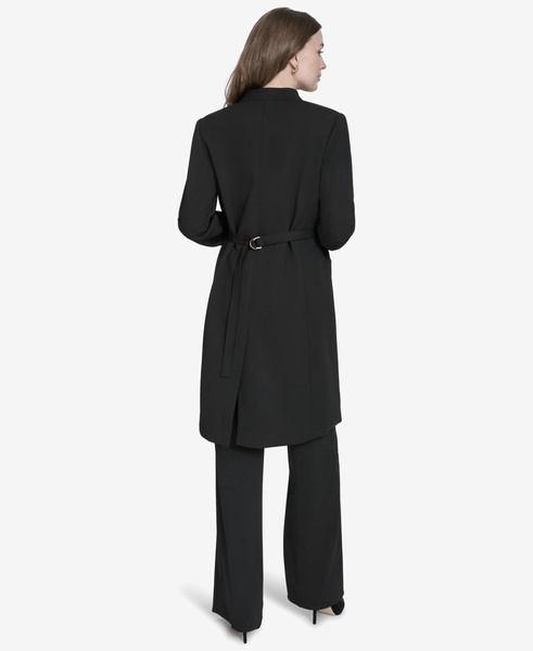 Women's Collarless Open-Front Long Jacket