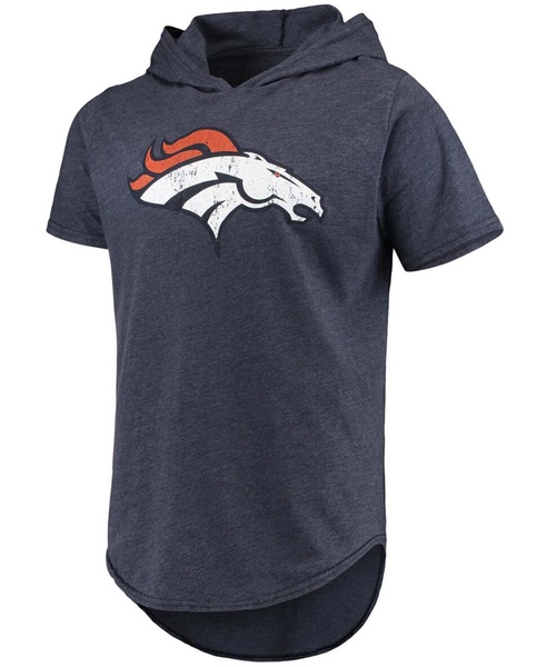 Men's Navy Denver Broncos Primary Logo Tri-Blend Hoodie T-shirt