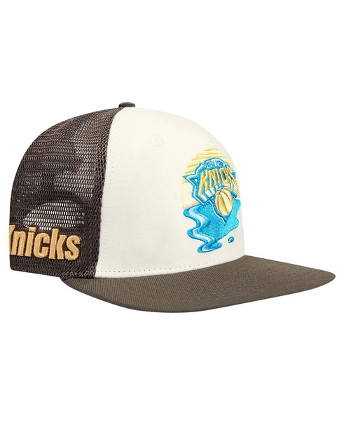 Men's Cream/Brown New York Knicks Glint Sunset Snapback Hat