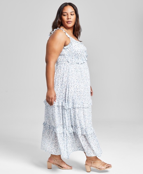 Plus Size Printed Tiered Ruffle Dress, Created for Macy's