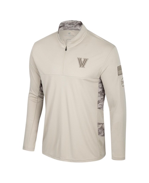 Men's Natural Villanova Wildcats OHT Military Appreciation Quarter-Zip Jacket