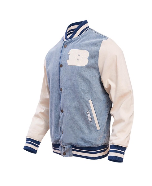 Men's Denim Distressed Cincinnati Bengals Varsity Blues Full-Snap Varsity Jacket